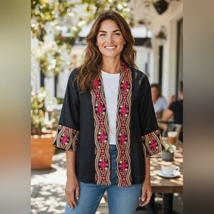 Silk soft surroundings Imperia jacket kimono open blazer